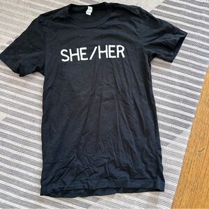 She/Her Graphic Black Tee
